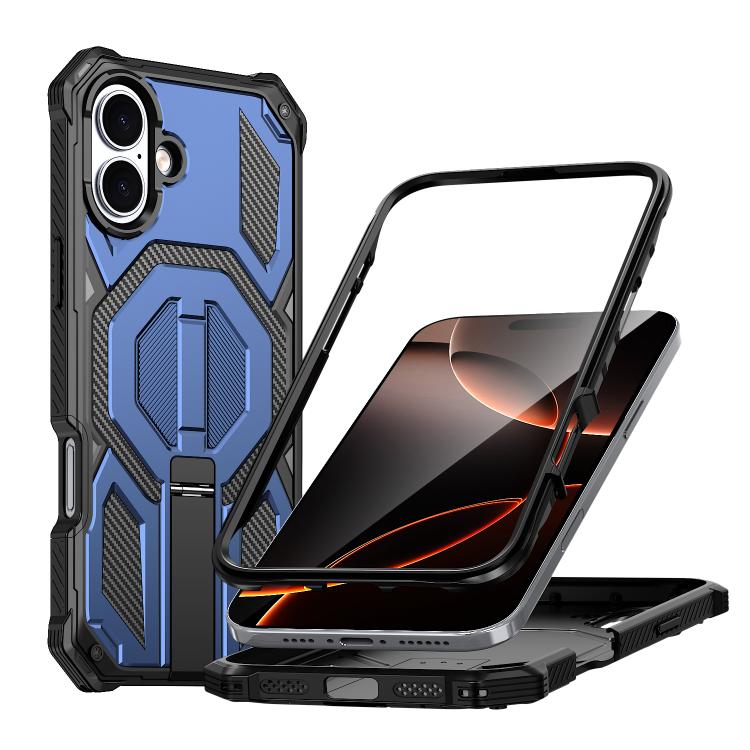 Hidden Metal Holder Magnetic Shockproof Phone Case, For iPhone 16 Pro Max, For iPhone 16 Pro, For iPhone 16 Plus, For iPhone 16