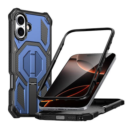 Hidden Metal Holder Magnetic Shockproof Phone Case, For iPhone 16 Pro Max, For iPhone 16 Pro, For iPhone 16 Plus, For iPhone 16