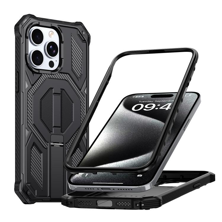 Hidden Metal Holder Magnetic Shockproof Phone Case, For iPhone 15 Pro Max, For iPhone 15 Pro, For iPhone 15 Plus / 14 Plus, For iPhone 15