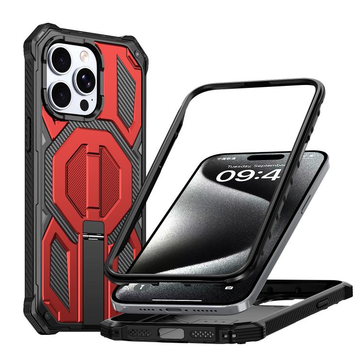 Hidden Metal Holder Magnetic Shockproof Phone Case, For iPhone 15 Pro Max, For iPhone 15 Pro, For iPhone 15 Plus / 14 Plus, For iPhone 15