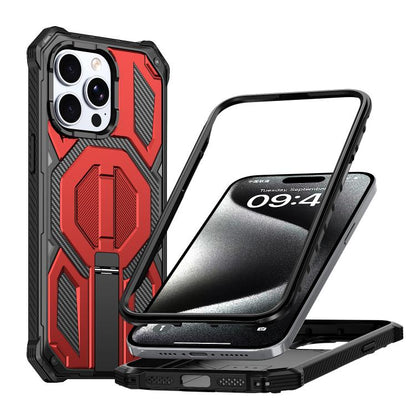 Hidden Metal Holder Magnetic Shockproof Phone Case, For iPhone 15 Pro Max, For iPhone 15 Pro, For iPhone 15 Plus / 14 Plus, For iPhone 15