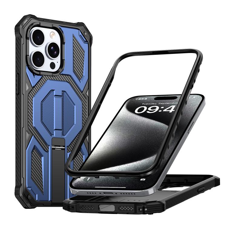 Hidden Metal Holder Magnetic Shockproof Phone Case, For iPhone 15 Pro Max, For iPhone 15 Pro, For iPhone 15 Plus / 14 Plus, For iPhone 15