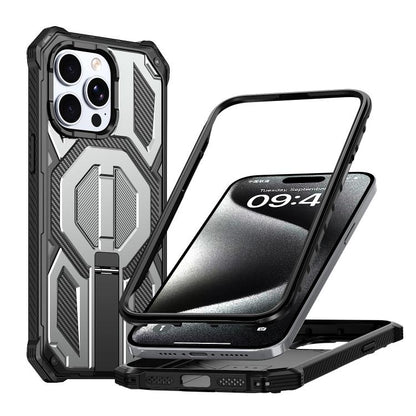 Hidden Metal Holder Magnetic Shockproof Phone Case, For iPhone 15 Pro Max, For iPhone 15 Pro, For iPhone 15 Plus / 14 Plus, For iPhone 15