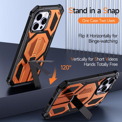 Hidden Metal Holder Magnetic Shockproof Phone Case, For iPhone 13 Pro