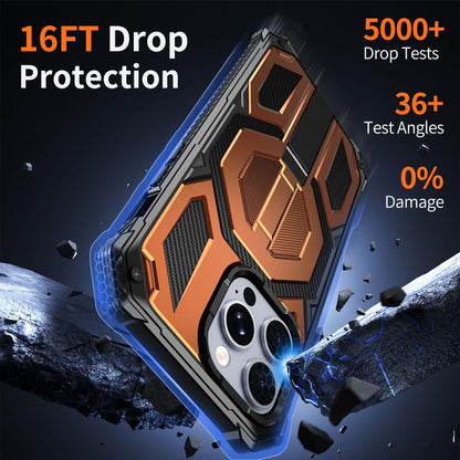 Hidden Metal Holder Magnetic Shockproof Phone Case, For iPhone 13 Pro