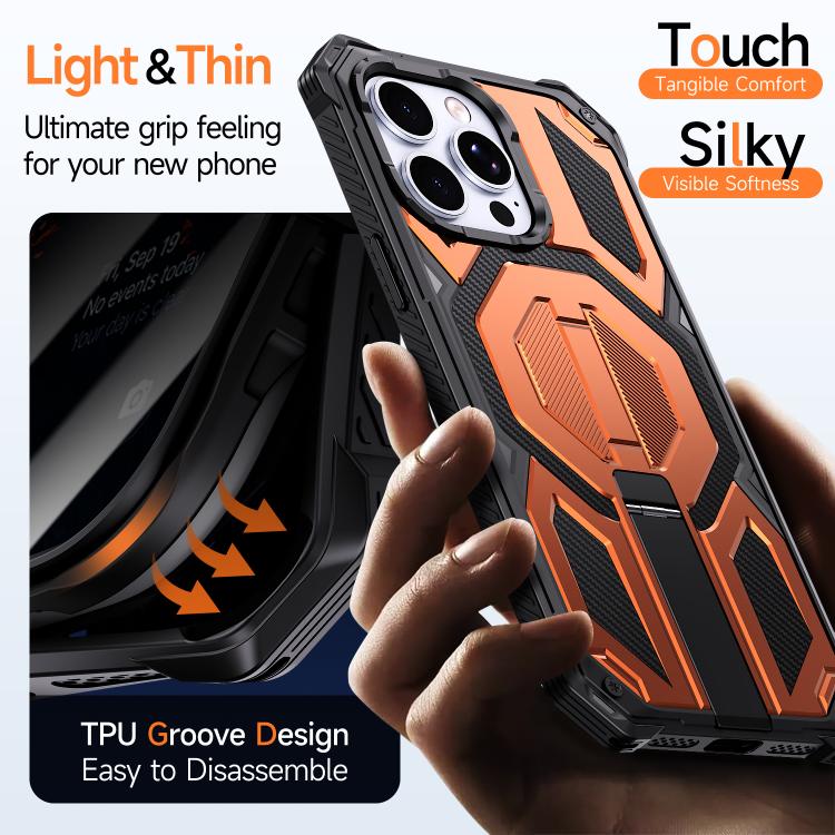 Hidden Metal Holder Magnetic Shockproof Phone Case, For iPhone 13 Pro