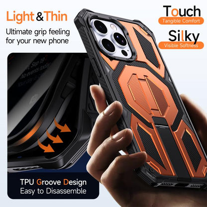 Hidden Metal Holder Magnetic Shockproof Phone Case, For iPhone 13 Pro