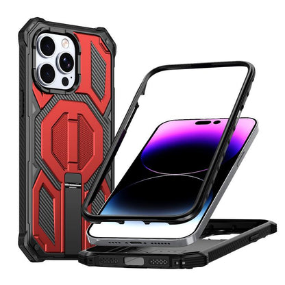 Hidden Metal Holder Magnetic Shockproof Phone Case, For iPhone 13 Pro