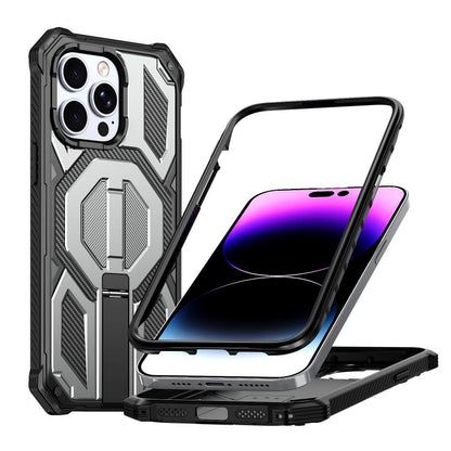 Hidden Metal Holder Magnetic Shockproof Phone Case, For iPhone 13 Pro