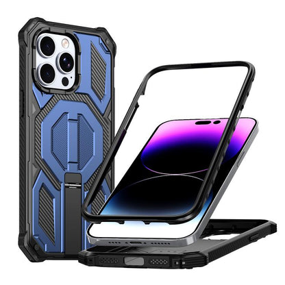 Hidden Metal Holder Magnetic Shockproof Phone Case, For iPhone 13 Pro