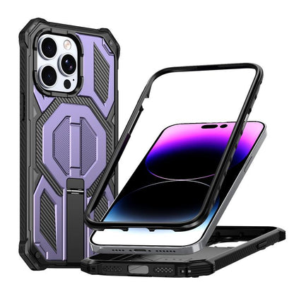 Hidden Metal Holder Magnetic Shockproof Phone Case, For iPhone 13 Pro
