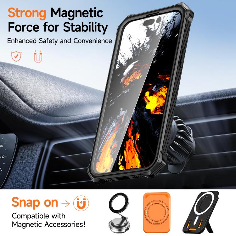 Hidden Metal Holder Magnetic Shockproof Phone Case, For iPhone 14 / 13, For iPhone 14 Pro, For iPhone 14 Pro Max, For iPhone 13 Pro Max