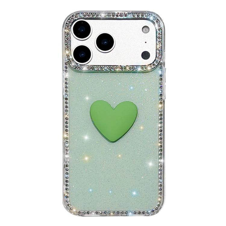 Flash Rhinestone Double-sided IMD Love Heart Phone Case, For iPhone 17e / 16e, For iPhone 17 Pro Max, For iPhone 17 Pro