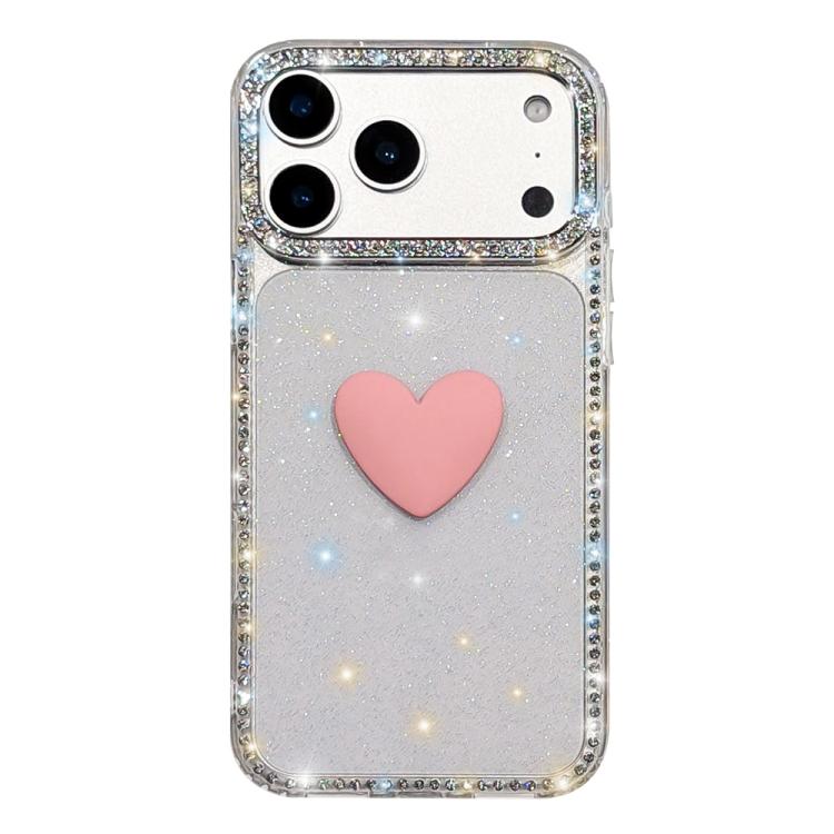 Flash Rhinestone Double-sided IMD Love Heart Phone Case, For iPhone 17e / 16e, For iPhone 17 Pro Max, For iPhone 17 Pro