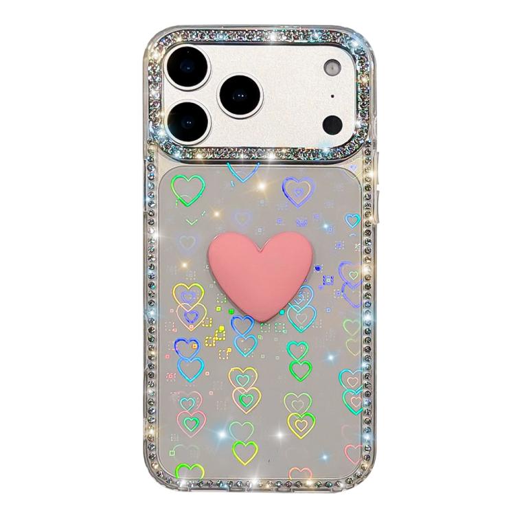 Flash Rhinestone Double-sided IMD Love Heart Phone Case, For iPhone 17e / 16e, For iPhone 17 Pro Max, For iPhone 17 Pro