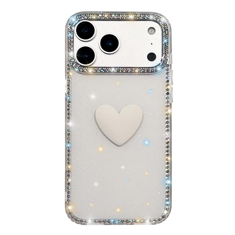 Flash Rhinestone Double-sided IMD Love Heart Phone Case, For iPhone 17e / 16e, For iPhone 17 Pro Max, For iPhone 17 Pro