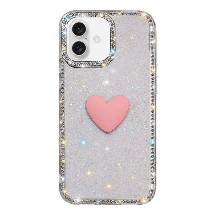 Flash Rhinestone Double-sided IMD Love Heart Phone Case, For iPhone 17, For iPhone Air
