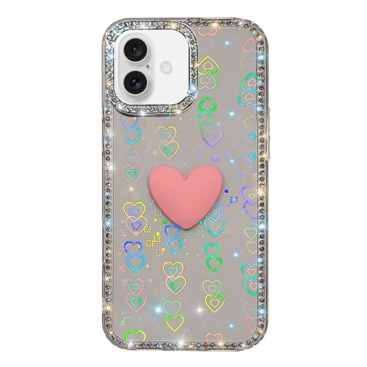 Flash Rhinestone Double-sided IMD Love Heart Phone Case, For iPhone 17, For iPhone Air