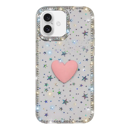Flash Rhinestone Double-sided IMD Love Heart Phone Case, For iPhone 17, For iPhone Air
