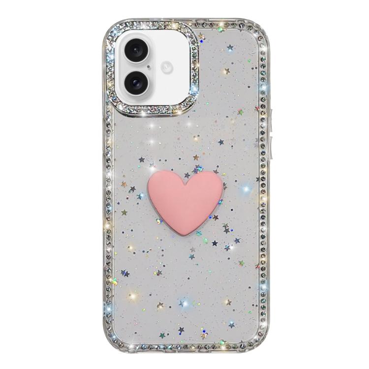 Flash Rhinestone Double-sided IMD Love Heart Phone Case, For iPhone 17, For iPhone Air