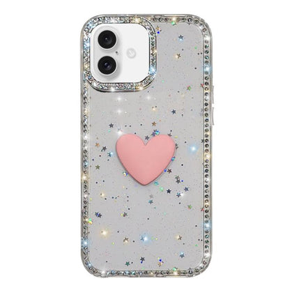 Flash Rhinestone Double-sided IMD Love Heart Phone Case, For iPhone 17, For iPhone Air
