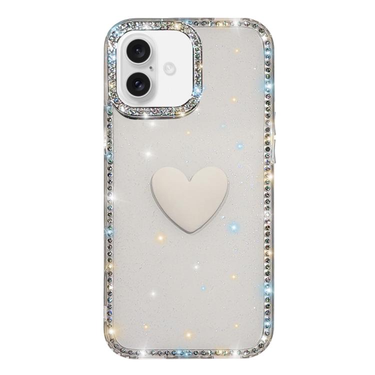 Flash Rhinestone Double-sided IMD Love Heart Phone Case, For iPhone 17, For iPhone Air