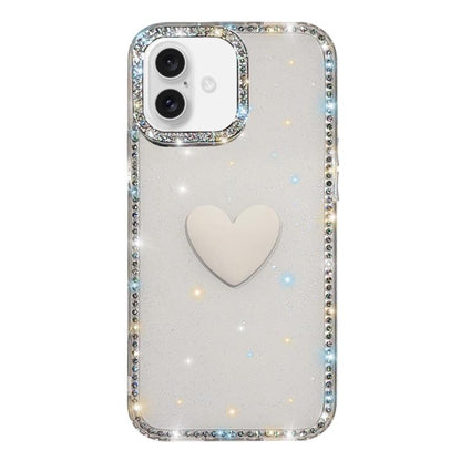 Flash Rhinestone Double-sided IMD Love Heart Phone Case, For iPhone 17, For iPhone Air