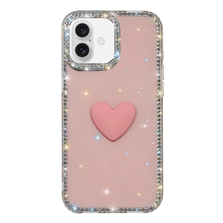 Flash Rhinestone Double-sided IMD Love Heart Phone Case, For iPhone 17, For iPhone Air
