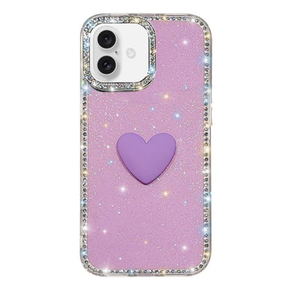 Flash Rhinestone Double-sided IMD Love Heart Phone Case, For iPhone 17, For iPhone Air
