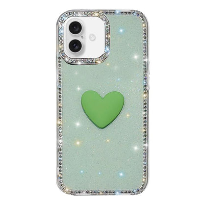 Flash Rhinestone Double-sided IMD Love Heart Phone Case, For iPhone 17, For iPhone Air