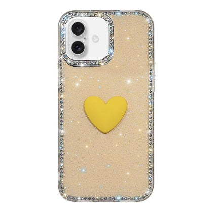 Flash Rhinestone Double-sided IMD Love Heart Phone Case, For iPhone 17, For iPhone Air