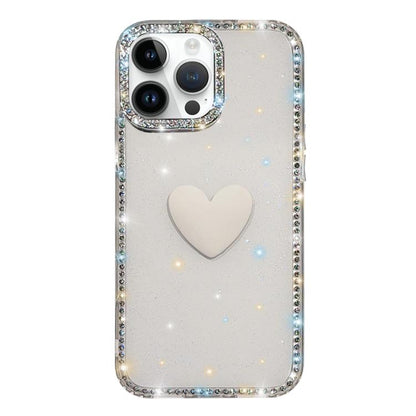 Flash Rhinestone Double-sided IMD Love Heart Phone Case, For iPhone 14 Pro, For iPhone 14 Pro Max