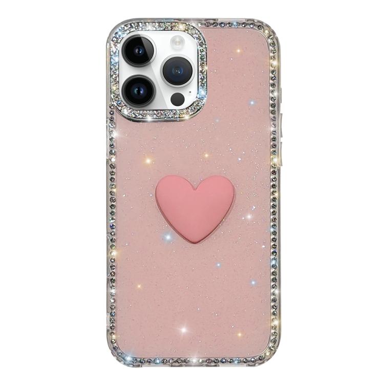 Flash Rhinestone Double-sided IMD Love Heart Phone Case, For iPhone 14 Pro, For iPhone 14 Pro Max