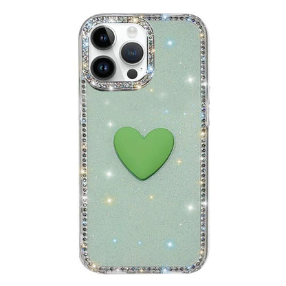 Flash Rhinestone Double-sided IMD Love Heart Phone Case, For iPhone 14 Pro, For iPhone 14 Pro Max
