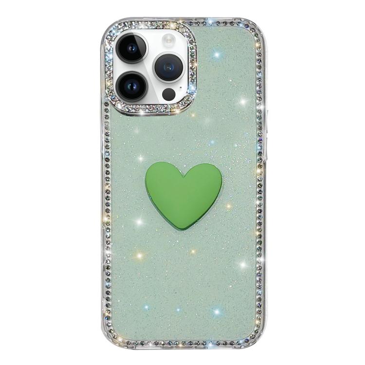 Flash Rhinestone Double-sided IMD Love Heart Phone Case, For iPhone 14 Pro, For iPhone 14 Pro Max