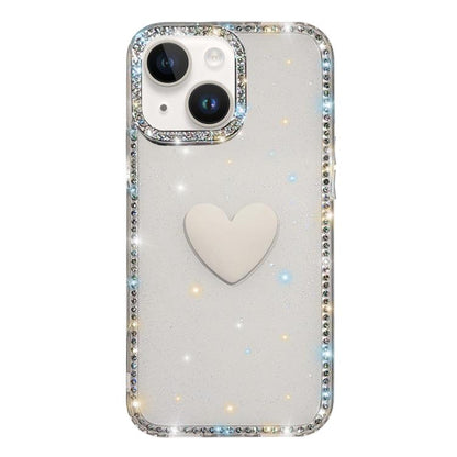 Flash Rhinestone Double-sided IMD Love Heart Phone Case, For iPhone 13