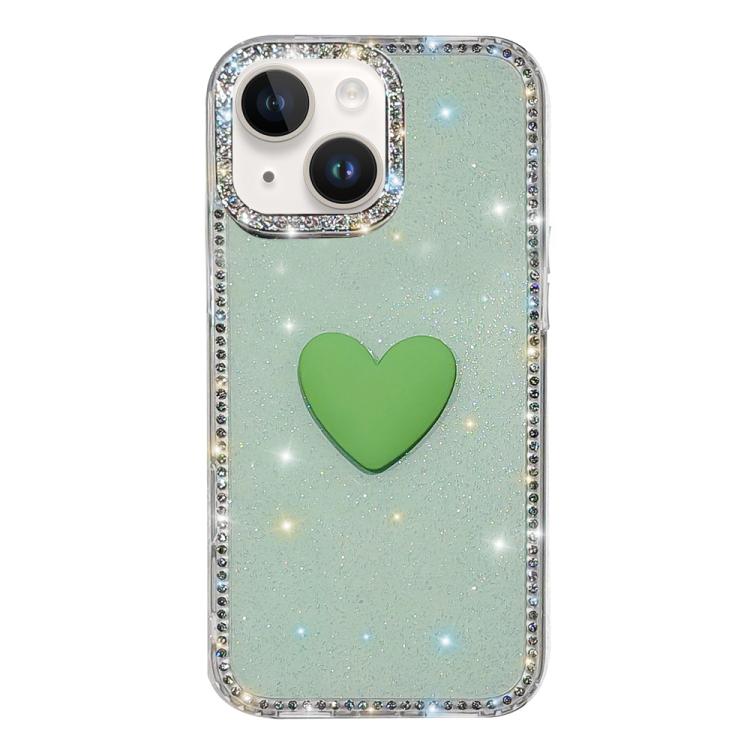 Flash Rhinestone Double-sided IMD Love Heart Phone Case, For iPhone 13