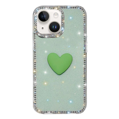 Flash Rhinestone Double-sided IMD Love Heart Phone Case, For iPhone 13