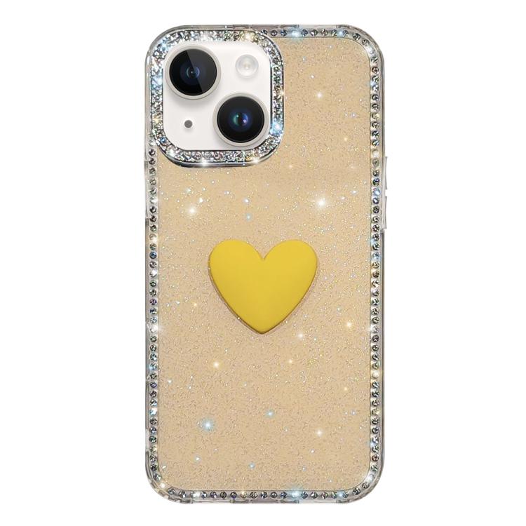 Flash Rhinestone Double-sided IMD Love Heart Phone Case, For iPhone 13
