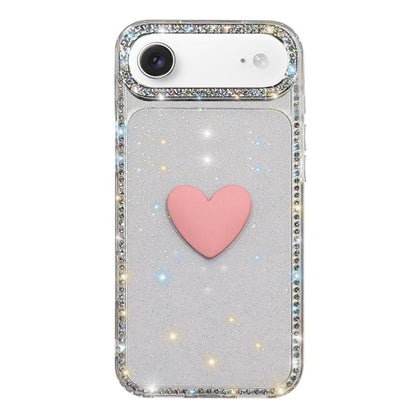 Flash Rhinestone Double-sided IMD Love Heart Phone Case, For iPhone 17, For iPhone Air