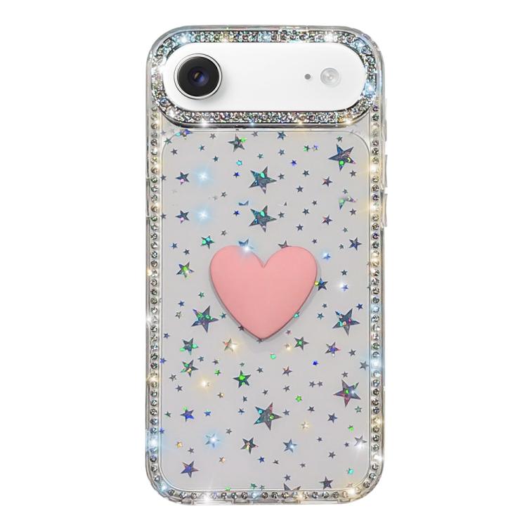 Flash Rhinestone Double-sided IMD Love Heart Phone Case, For iPhone 17, For iPhone Air