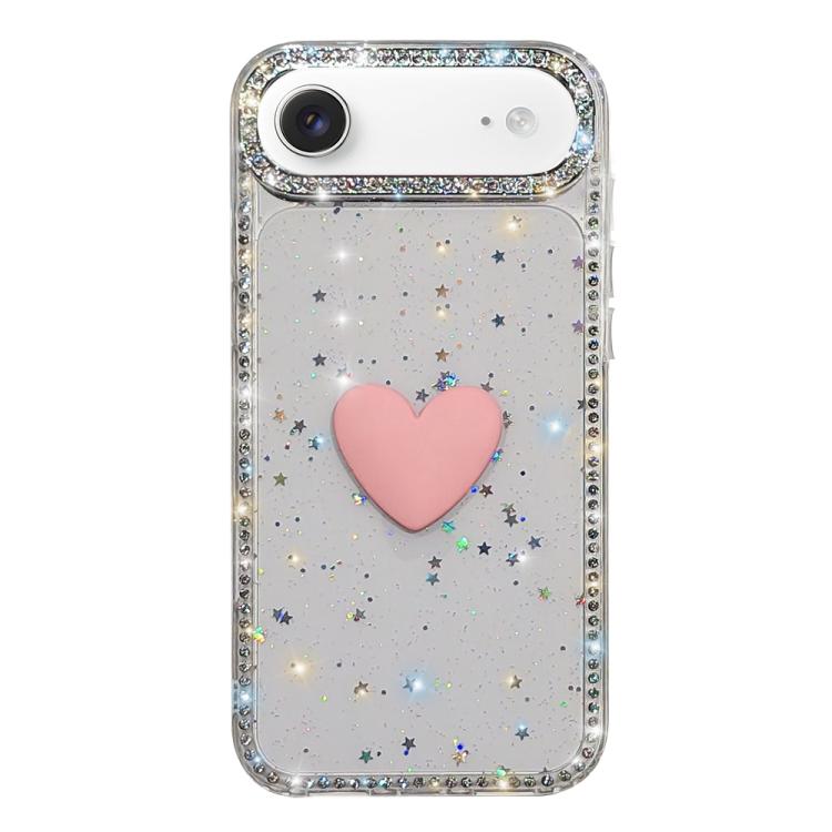 Flash Rhinestone Double-sided IMD Love Heart Phone Case, For iPhone 17, For iPhone Air