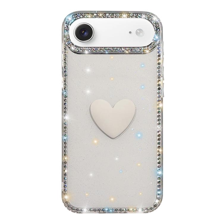 Flash Rhinestone Double-sided IMD Love Heart Phone Case, For iPhone 17, For iPhone Air