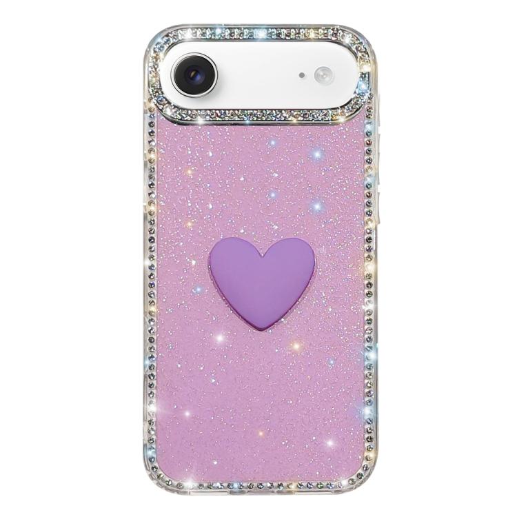 Flash Rhinestone Double-sided IMD Love Heart Phone Case, For iPhone 17, For iPhone Air
