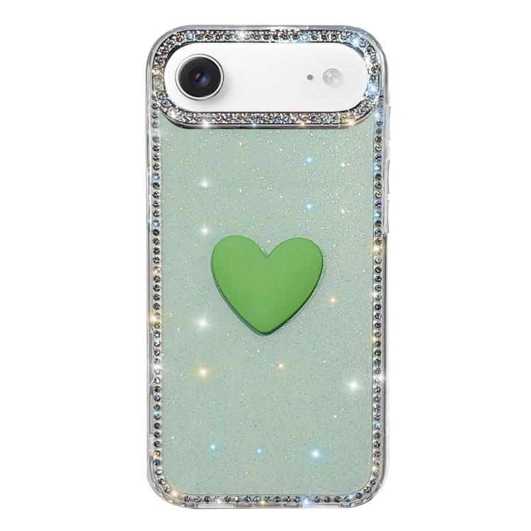 Flash Rhinestone Double-sided IMD Love Heart Phone Case, For iPhone 17, For iPhone Air