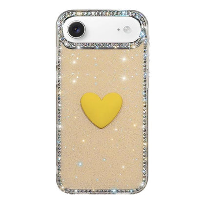 Flash Rhinestone Double-sided IMD Love Heart Phone Case, For iPhone 17, For iPhone Air