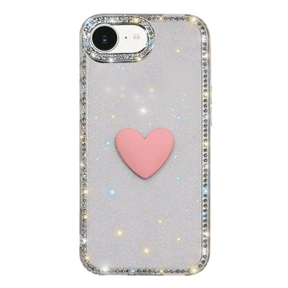 Flash Rhinestone Double-sided IMD Love Heart Phone Case, For iPhone 17e / 16e, For iPhone 17 Pro Max, For iPhone 17 Pro