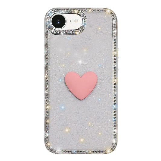 Flash Rhinestone Double-sided IMD Love Heart Phone Case, For iPhone 17e / 16e, For iPhone 17 Pro Max, For iPhone 17 Pro