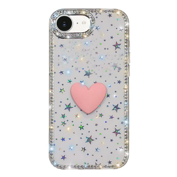 Flash Rhinestone Double-sided IMD Love Heart Phone Case, For iPhone 17e / 16e, For iPhone 17 Pro Max, For iPhone 17 Pro