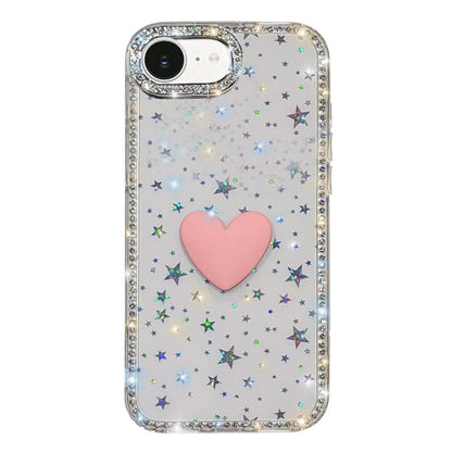 Flash Rhinestone Double-sided IMD Love Heart Phone Case, For iPhone 17e / 16e, For iPhone 17 Pro Max, For iPhone 17 Pro